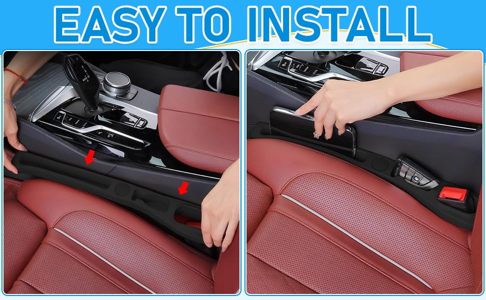 WATNTOW Car Gap Filler, 2 Pack Upgrade PU Leather Car Seat Gap Filler Between Seat and Center Console, Versatile Organizer Car Accessories Fit Most Vehicles