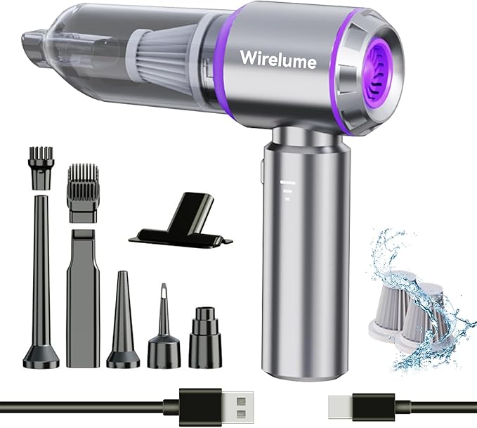 Handheld Car Vacuum Cleaner Cordless Powerful 22000Pa Strong Cyclonic Suction Blowing Brushless Motor Mini Portable Rechargeable Lightweight Hand Held for Pet Hair Vehicle Home Office Purple