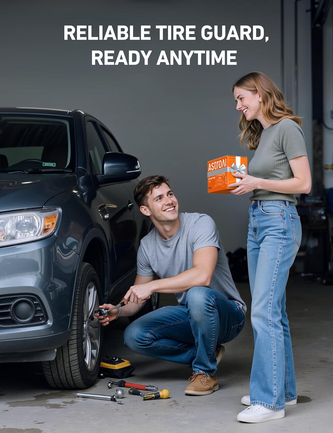 AstroAI Tire Inflator Portable Air Compressor Air Pump for Car Tires-Car Accessories, 9.8Ft Cord-12V DC-Powered Auto Pump with Digital Pressure Gauge, Emergency LED Light for Bicycle, Balloons, Yellow