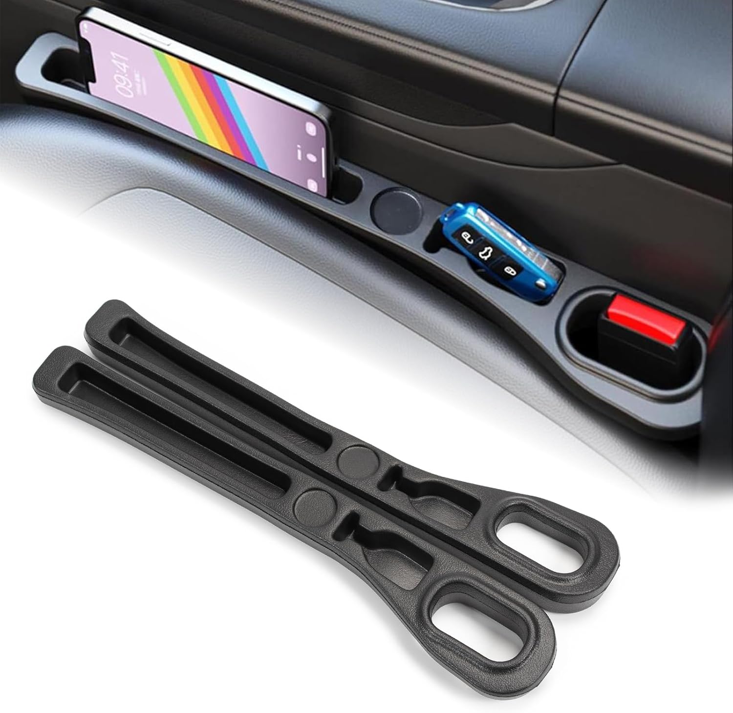 WATNTOW Car Gap Filler, 2 Pack Upgrade PU Leather Car Seat Gap Filler Between Seat and Center Console, Versatile Organizer Car Accessories Fit Most Vehicles