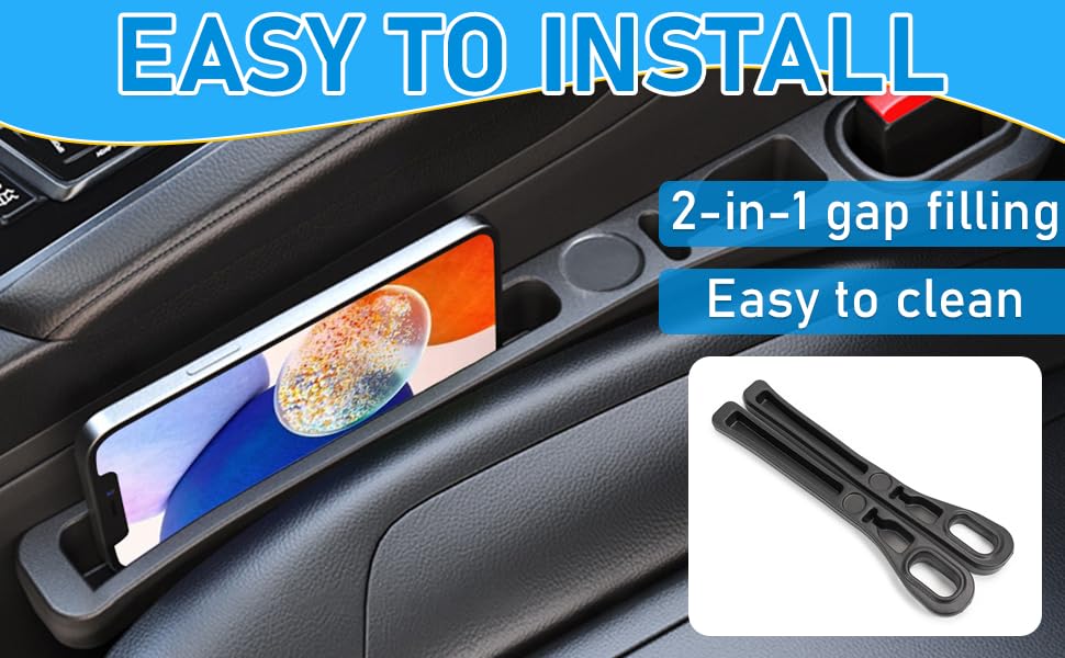 WATNTOW Car Gap Filler, 2 Pack Upgrade PU Leather Car Seat Gap Filler Between Seat and Center Console, Versatile Organizer Car Accessories Fit Most Vehicles
