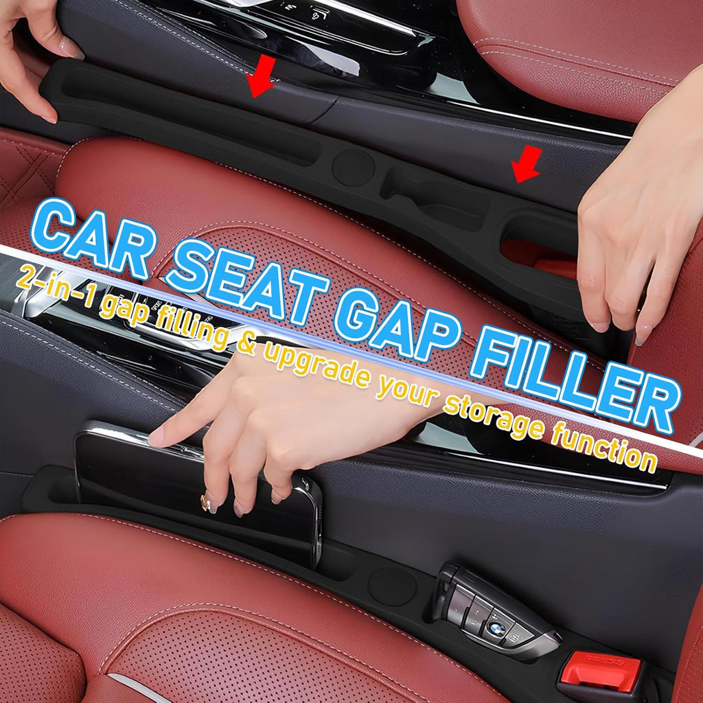 WATNTOW Car Gap Filler, 2 Pack Upgrade PU Leather Car Seat Gap Filler Between Seat and Center Console, Versatile Organizer Car Accessories Fit Most Vehicles