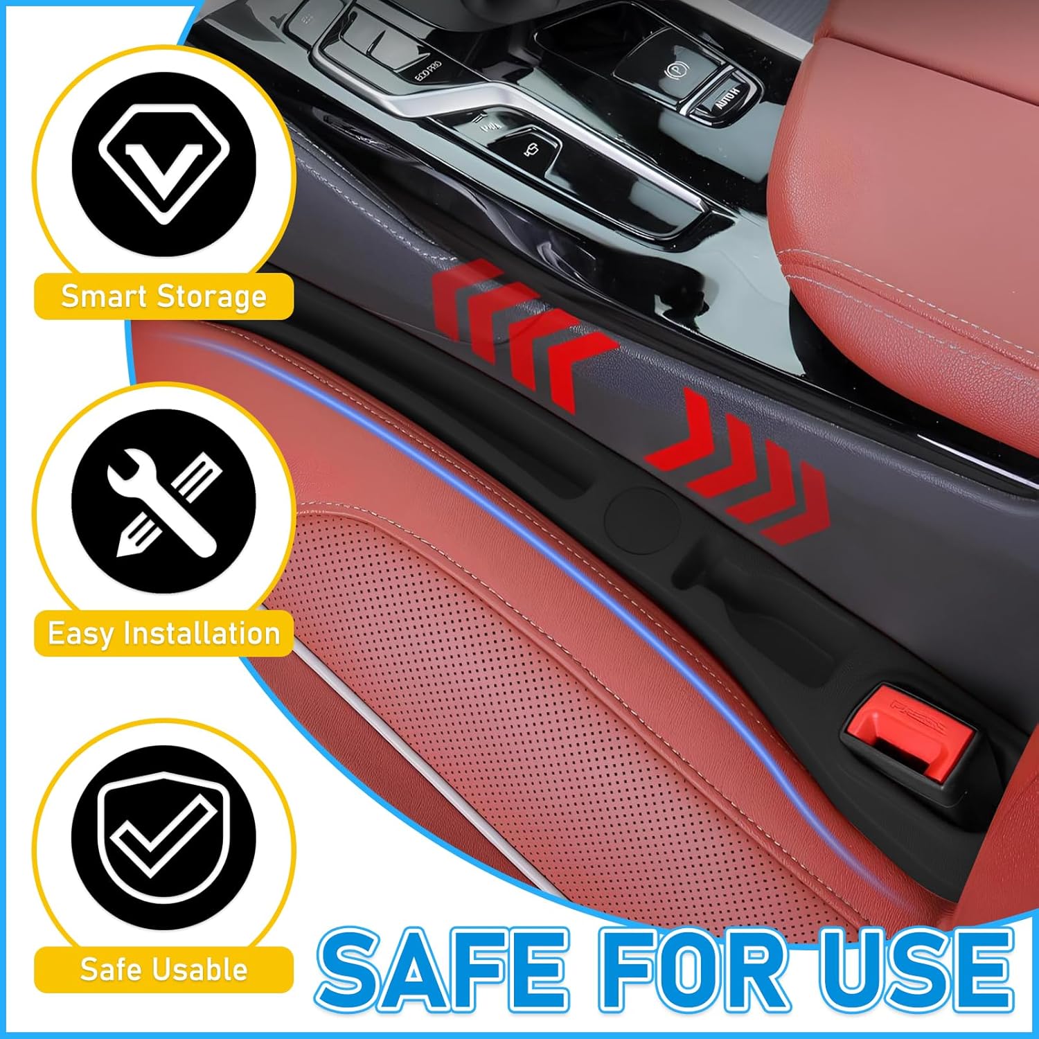 WATNTOW Car Gap Filler, 2 Pack Upgrade PU Leather Car Seat Gap Filler Between Seat and Center Console, Versatile Organizer Car Accessories Fit Most Vehicles