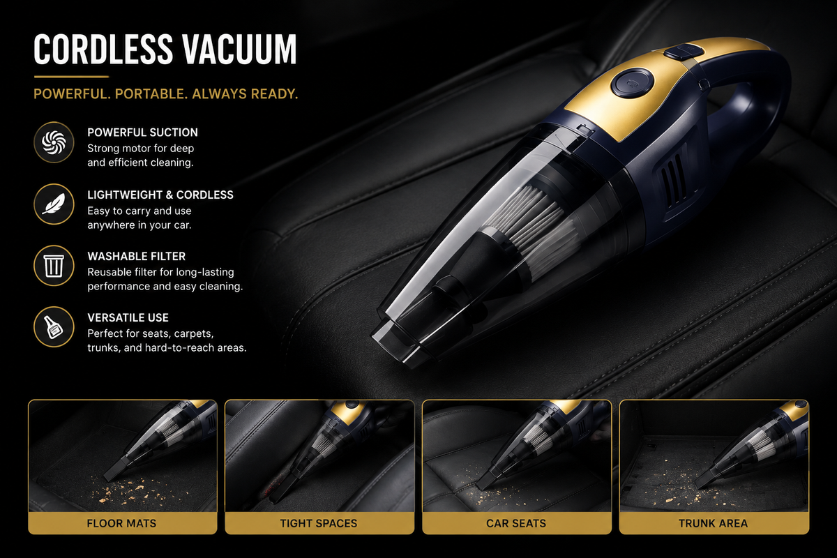 DXOV Black Box - Drive Edition. 3 in 1 package. Cordless Vacuum | Tire inflator | Backseat Organizer