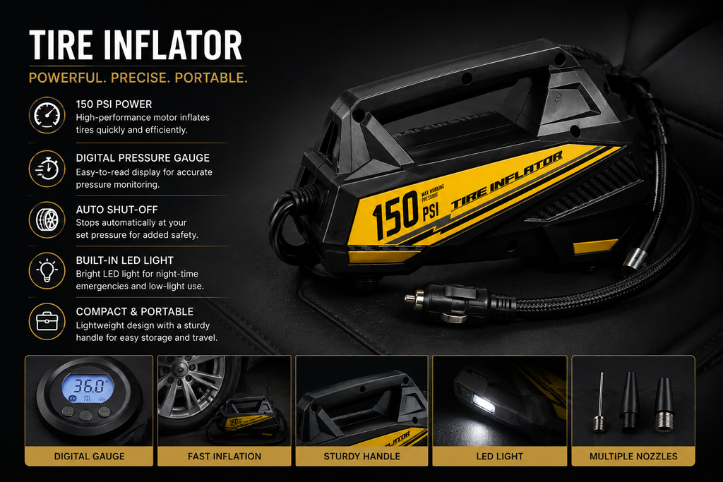 DXOV Black Box - Drive Edition. 3 in 1 package. Cordless Vacuum | Tire inflator | Backseat Organizer